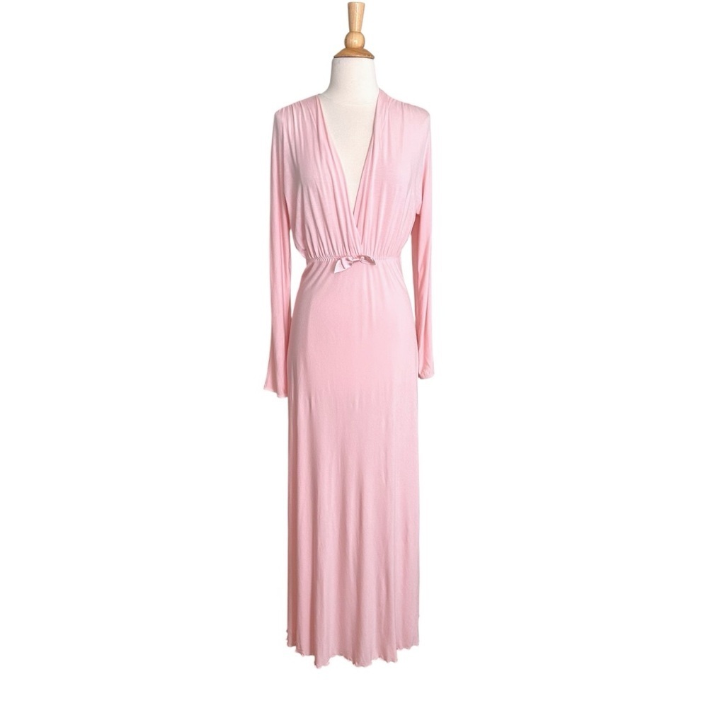 I. MAGNIN Vintage 1970s Pink Modal Maxi Night Dress – Loungewear Glam Size Small
